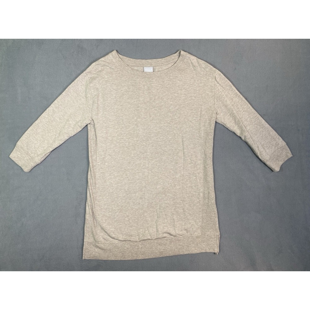 Chicos Zenergy Size 0 (US 4/6) Tunic Top 3/4 Sleeve Ribbed Tan/ Brown Athleisure